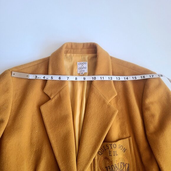 Vintage 1992 Cento x Cento by Iceberg virgin wool made in Italy yellow blazer. - Picture 6 of 16